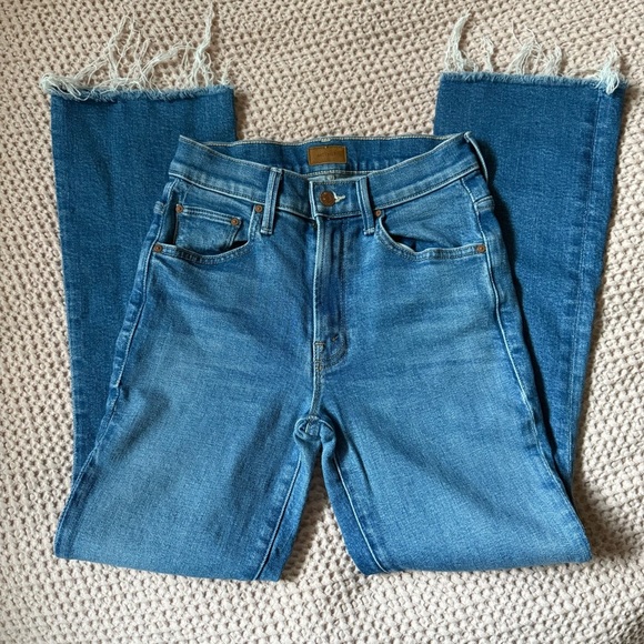 Mother The Insider Ankle Fray Jeans Eager Beaver 25 High Rise Crop - Picture 2 of 11